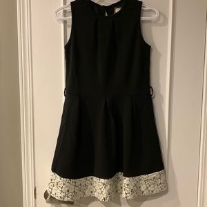 Girl's black dress with white lace pleat dress size 16